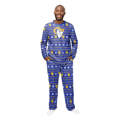 FOCO Men's NFL Los Angeles Rams Primary Team Logo Ugly Pajama Set