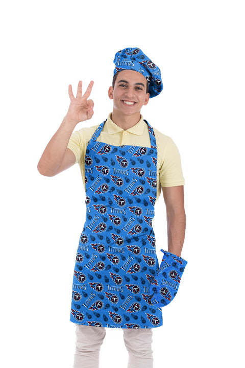 Northwest NFL Adult Unisex Tennessee Titans Scatter Print 3 Piece Chef Set