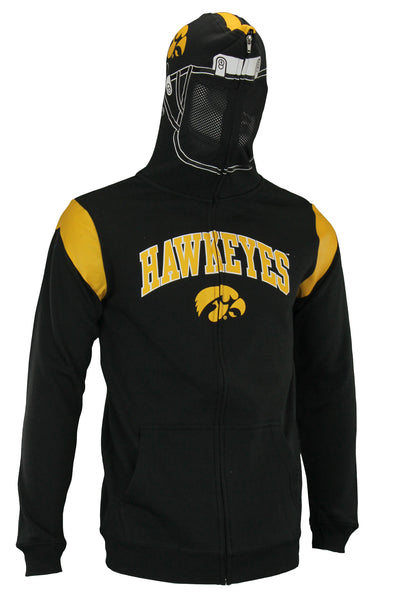 NCAA Youth Iowa Hawkeyes Full Zip Helmet Masked Hoodie, Black