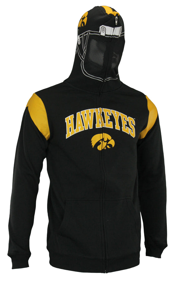 NCAA Youth Iowa Hawkeyes Full Zip Helmet Masked Hoodie, Black