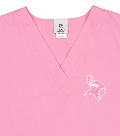 Fabrique Innovations Unisex NFL Minnesota Vikings Breast Cancer Awareness Scrub Top