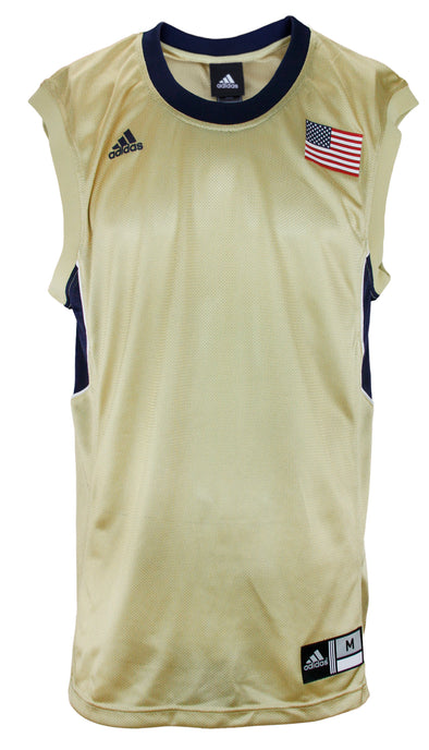Adidas Men's Blank Basketball USA Flag Sleeveless Performance Jersey, Gold