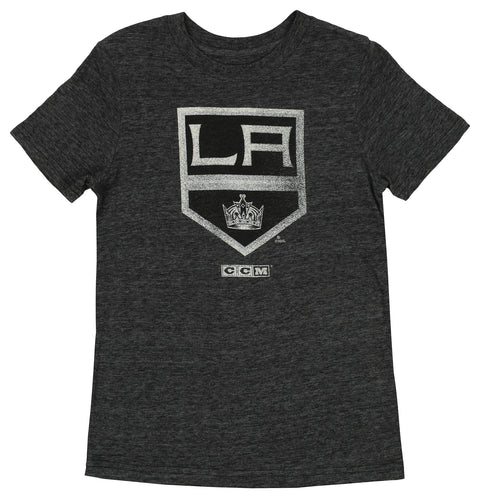 CCM Los Angeles Kings Anze Kopitar #11 NHL Boys' Youth (8-20) Vintage Player Tee, Heather Black