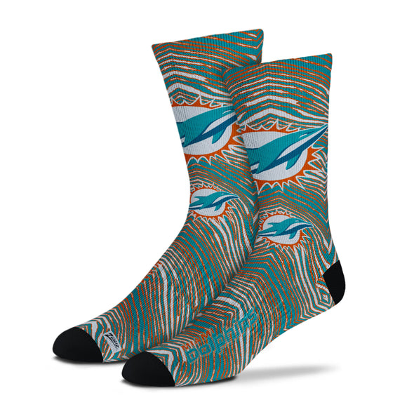 Zubaz by For Bare Feet NFL Youth Miami Dolphins Zubified Dress Socks, One Size