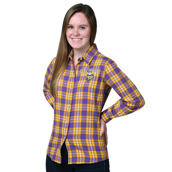 Forever Collectibles NFL Women's Minnesota Vikings Check Flannel Shirt