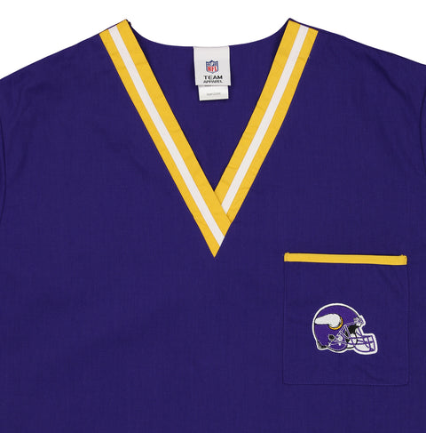 Fabrique Innovations NFL Unisex Minnesota Vikings Logo Scrub Top