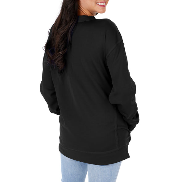 Zubaz NFL Women's Baltimore Ravens Team Color & Slogan Sweatshirt