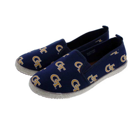 FOCO NCAA Women's Georgia Tech Yellow Jackets Espadrille Canvas Slip On Shoe