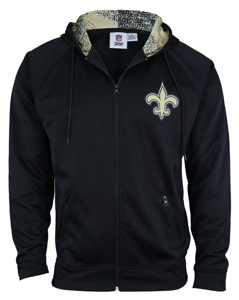 Zubaz NFL Men's New Orleans Saints Full Zip Fleece Zip Up Hoodie