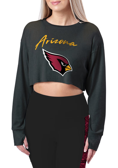 Certo By Northwest NFL Women's Arizona Cardinals Central Long Sleeve Crop Top, Black