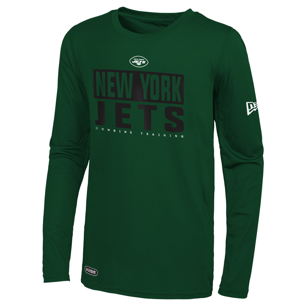 New York Jets T-Shirt Mens Small NFL Team Apparel New Era Green Long Sleeve